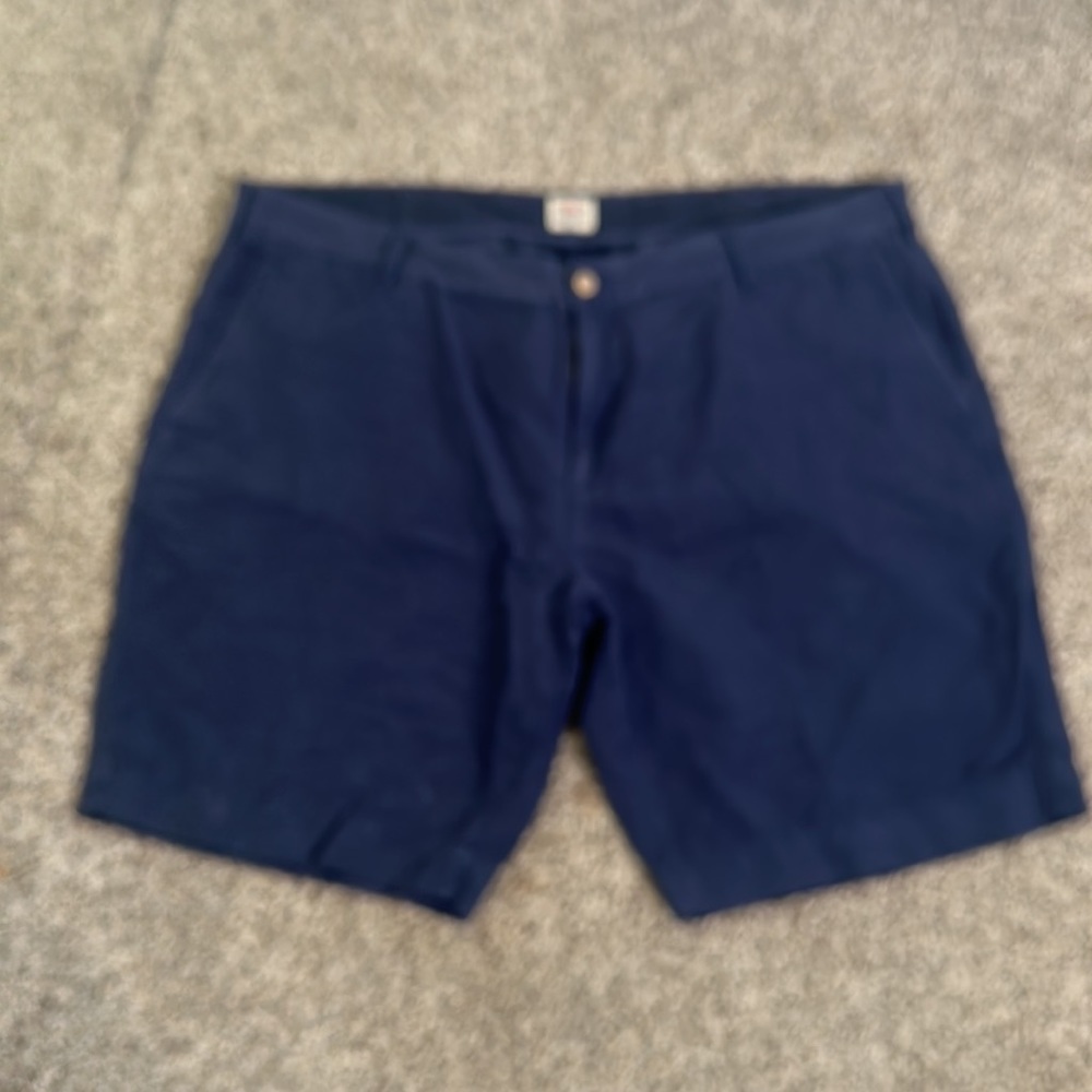 FAHERTY brand linen cotton blend short size 40 navy blue summer vacation - Picture 4 of 10